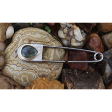 Load image into Gallery viewer, Labradorite Safety Pin Keychain