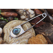 Load image into Gallery viewer, Labradorite Safety Pin Keychain
