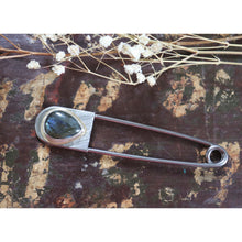Load image into Gallery viewer, Labradorite Safety Pin Keychain