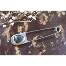 Load image into Gallery viewer, Labradorite Safety Pin Keychain