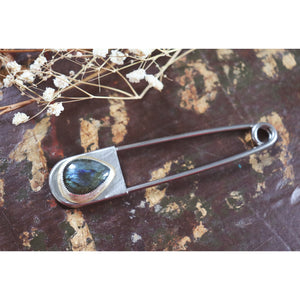 Labradorite Safety Pin Keychain