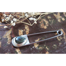 Load image into Gallery viewer, Labradorite Safety Pin Keychain
